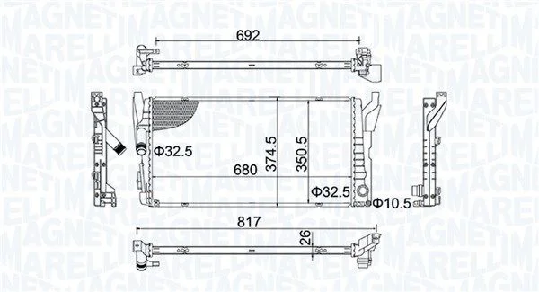 Chladič, chladenie motora MAGNETI MARELLI 350213202800