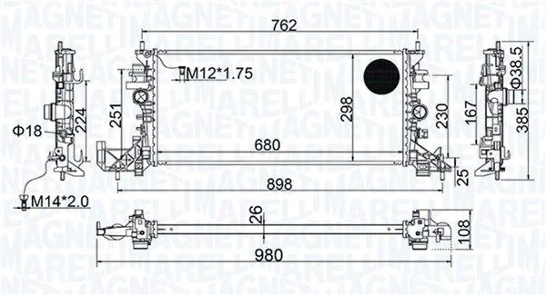 Radiator, engine cooling MAGNETI MARELLI 350213206700