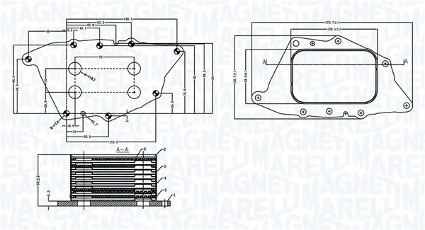 Oil Cooler, engine oil MAGNETI MARELLI 350300004900