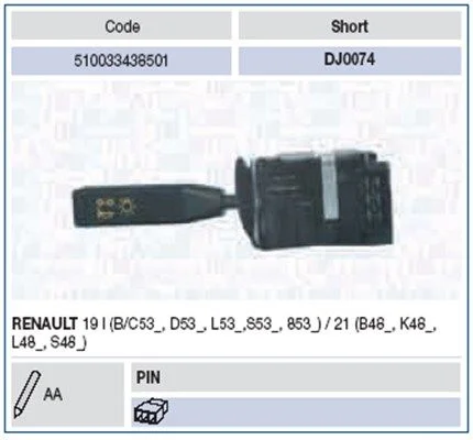 Prepínač stĺpika riadenia MAGNETI MARELLI 510033438501