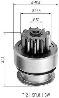 Pinion, starter MAGNETI MARELLI 940113020261