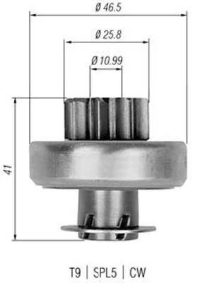 Pinion, starter MAGNETI MARELLI 940113020324