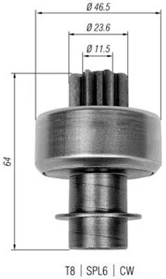 Pinion, starter MAGNETI MARELLI 940113020336