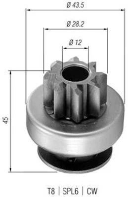 Pinion, starter MAGNETI MARELLI 940113020362